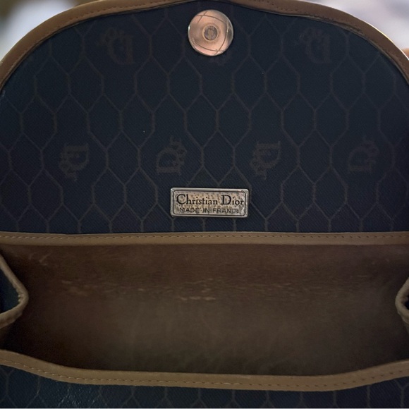Vintage Christian Dior Honeycomb Canvas & Leather Flap Crossbody Bag - Picture 9 of 13